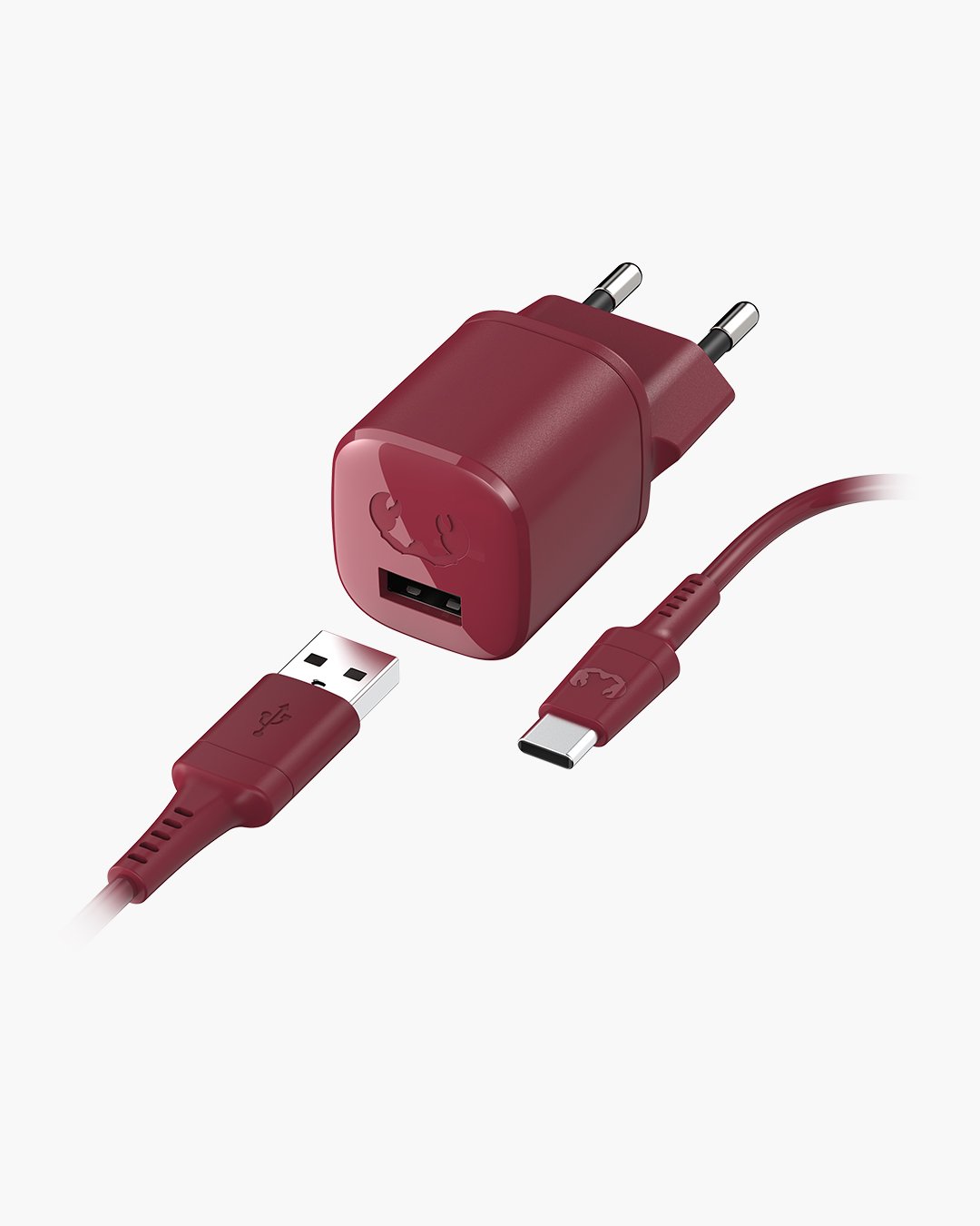 Fresh 'n Rebel - USB Mini Charger 12W + USB-C Cable 1,5m - Ruby Red