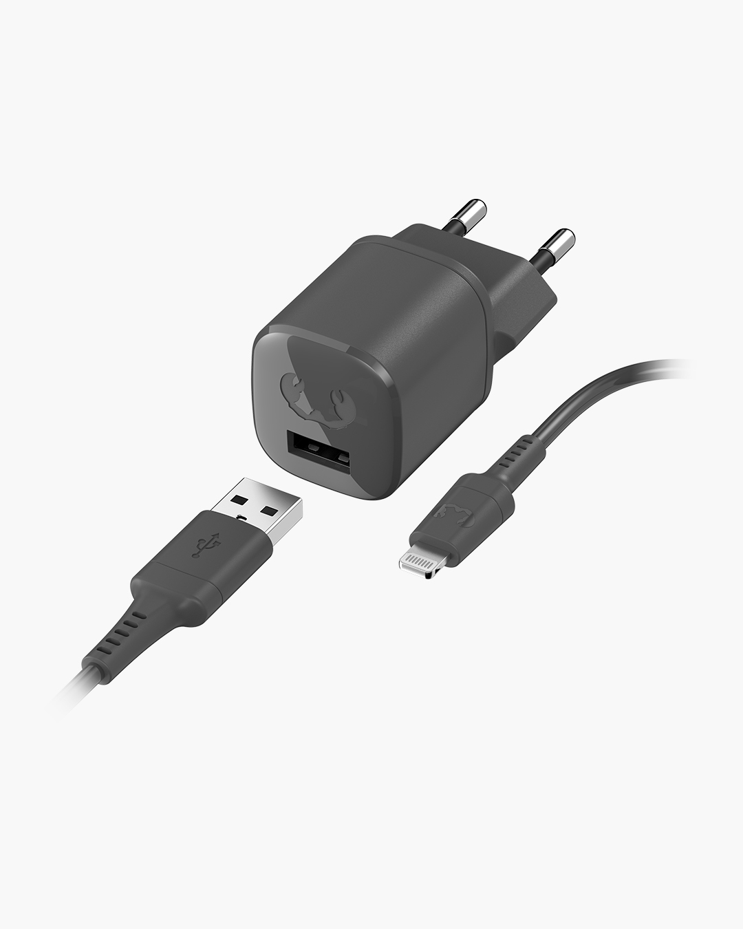 Fresh 'n Rebel - USB Mini Charger 12W + Apple Lightning Cable 1,5m - Storm Grey