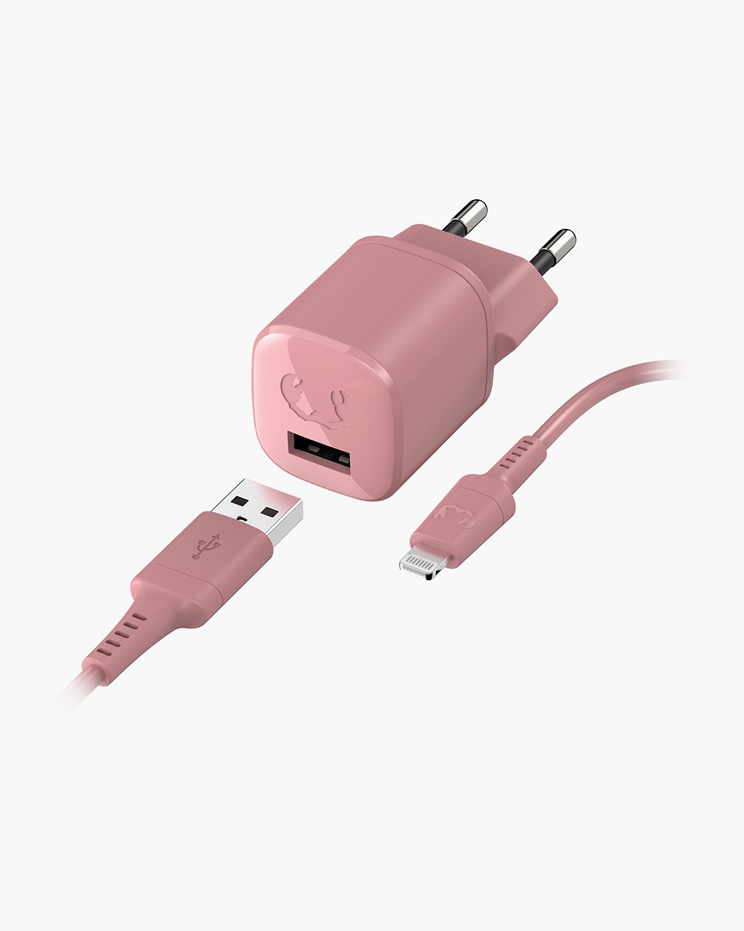 Fresh 'n Rebel - USB Mini Charger 12W + Apple Lightning Cable 1,5m - Dusty Pink