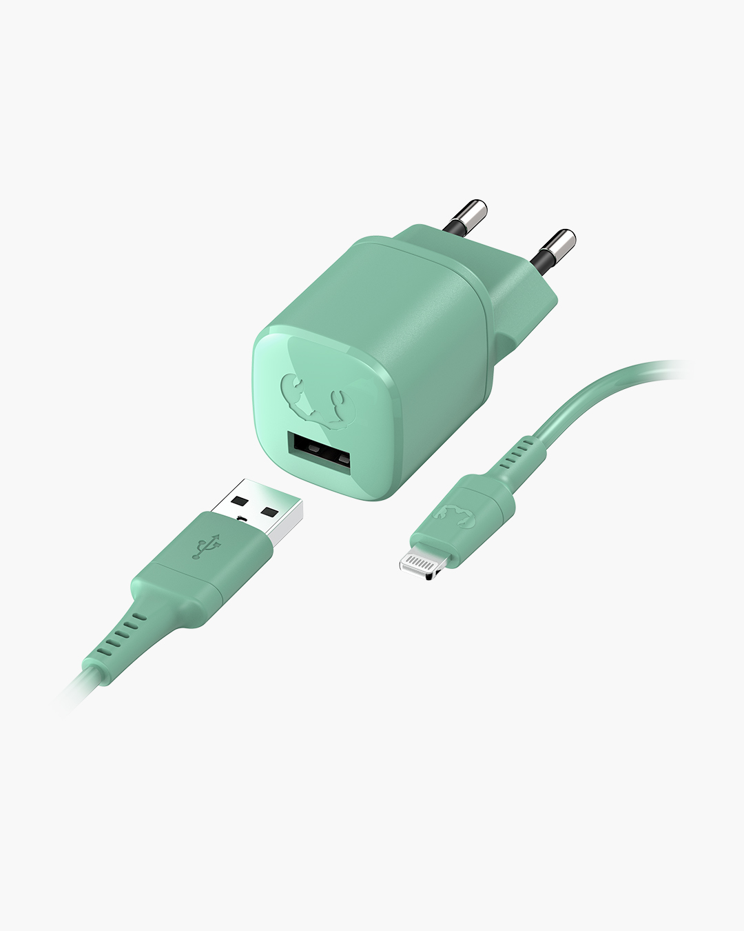 Fresh 'n Rebel - USB Mini Charger 12W + Apple Lightning Cable 1,5m - Misty Mint