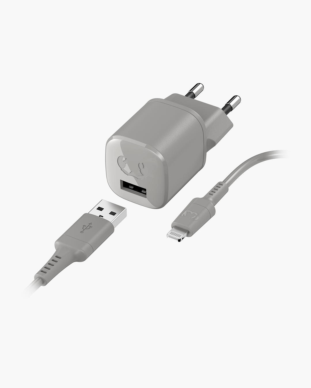 Fresh 'n Rebel - USB Mini Charger 12W + Apple Lightning Cable 1,5m - Ice Grey