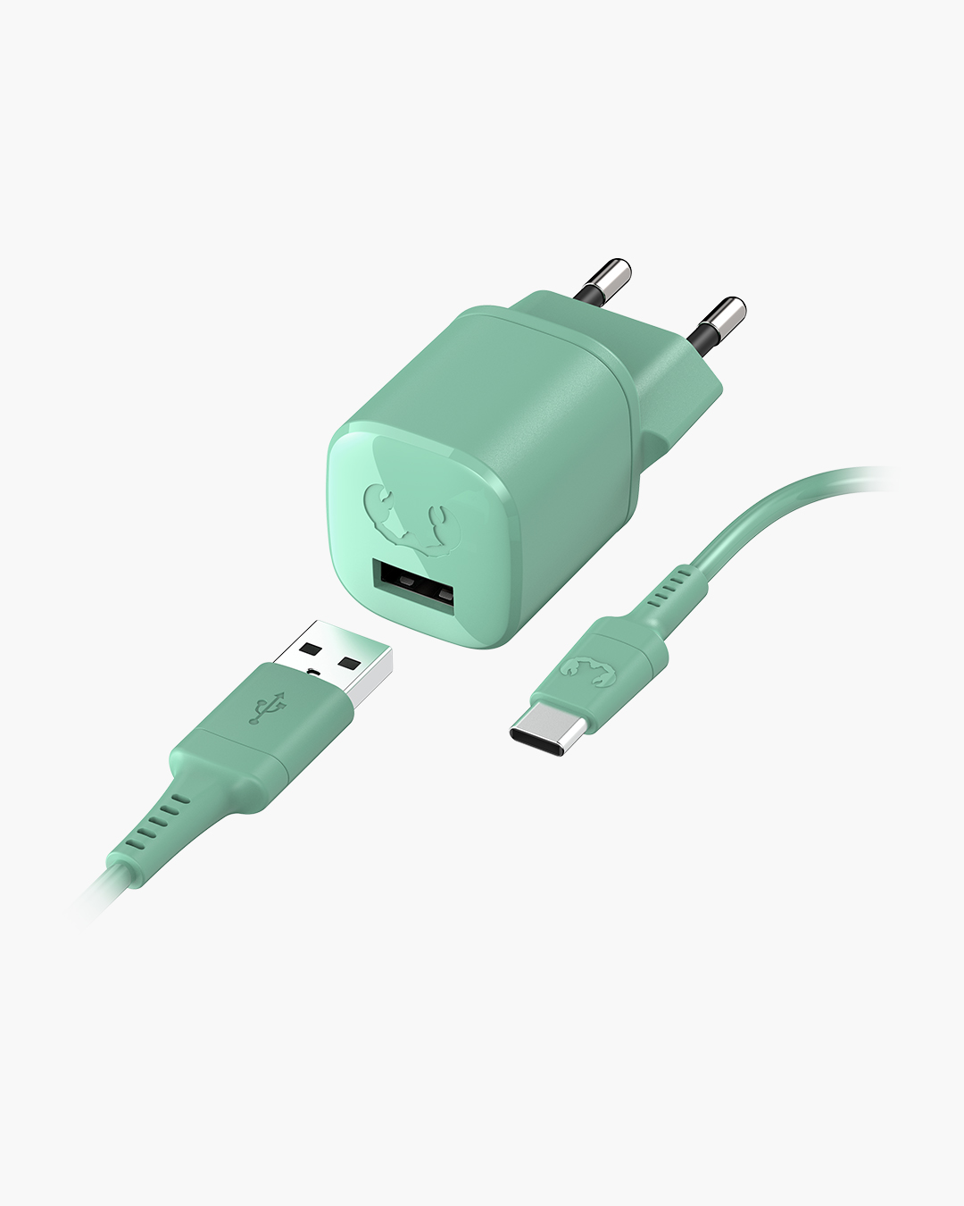 Fresh 'n Rebel - USB Mini Charger 12W + USB-C Cable 1,5m - Misty Mint