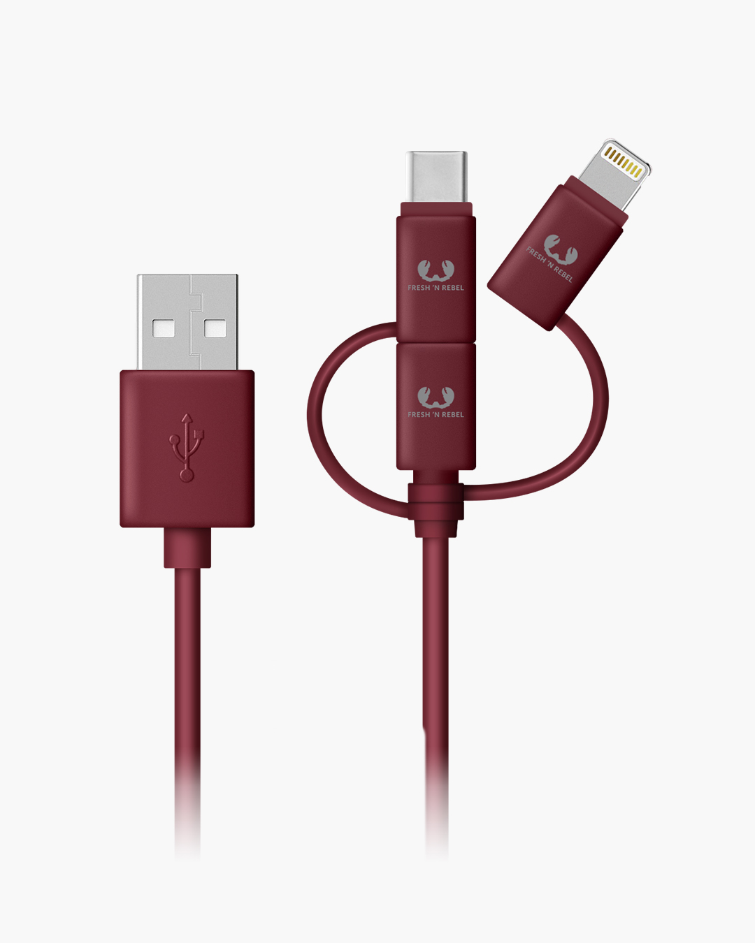 Fresh 'n Rebel - USB Combo cable - Ruby Red