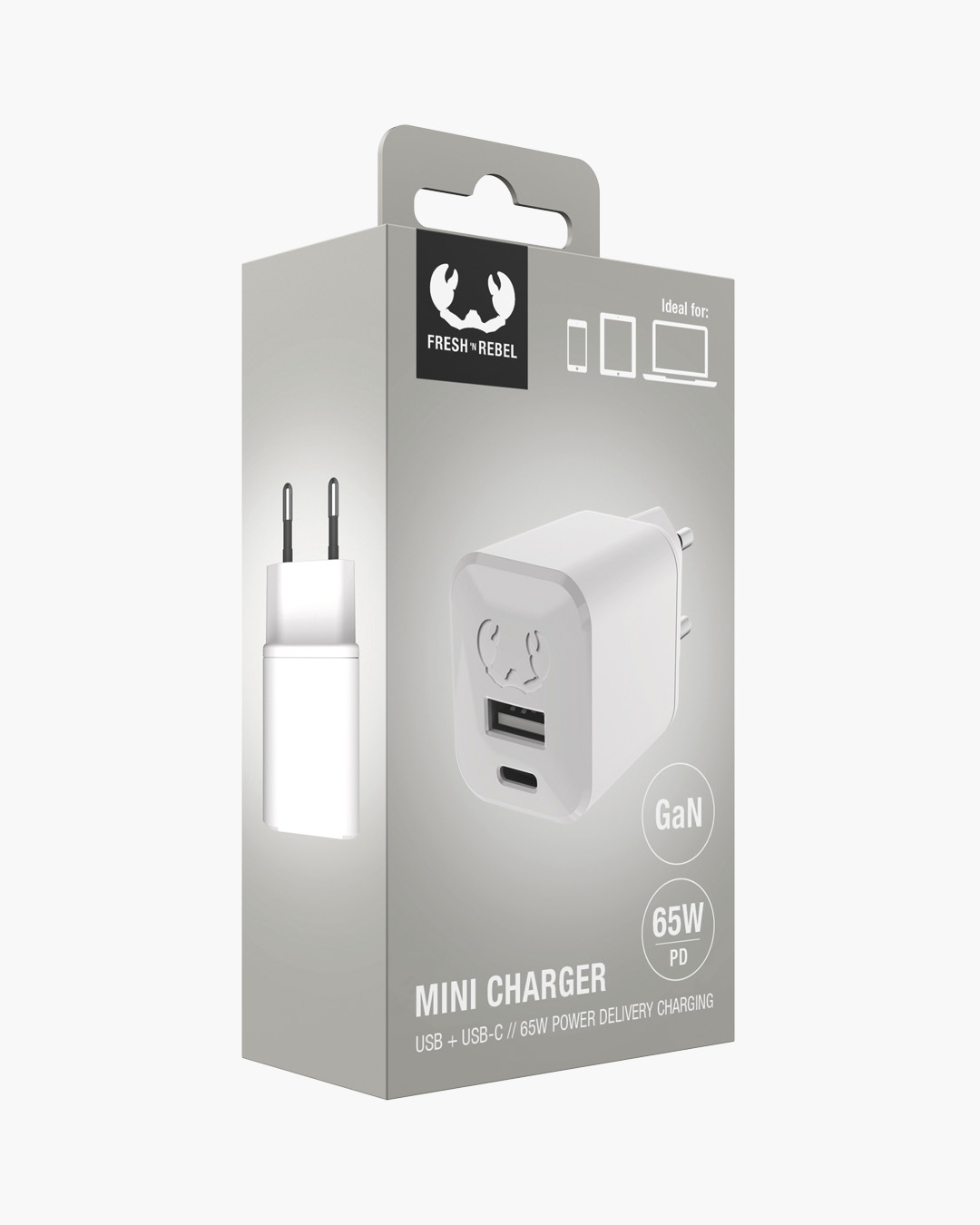 Chargeur Secteur GaN 65W USB C Power Delivery Ultra-compact - Swissten  Blanc - Français