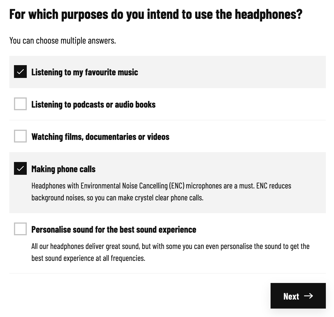 Question: For which purposes do you intend to use the headphones?