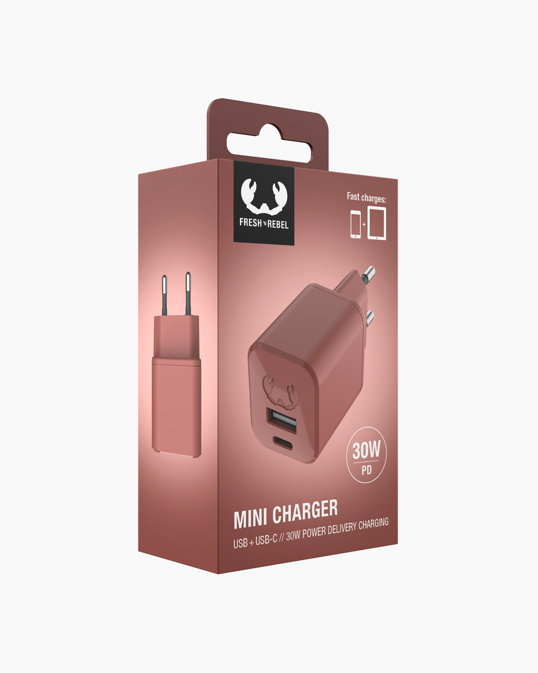 FRESH'N REBEL Chargeur USB C Mini 30W USB-C Rose pas cher 